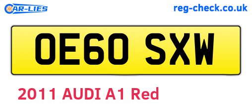 OE60SXW are the vehicle registration plates.