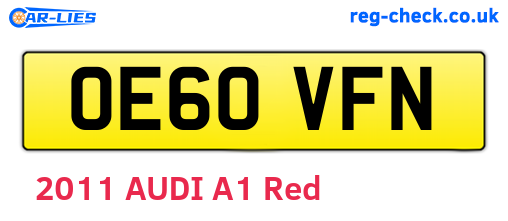 OE60VFN are the vehicle registration plates.