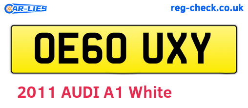 OE60UXY are the vehicle registration plates.