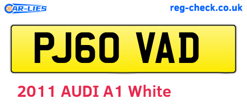 PJ60VAD are the vehicle registration plates.