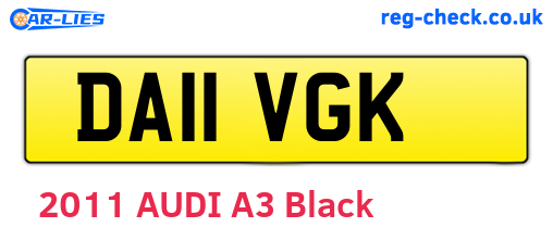 DA11VGK are the vehicle registration plates.