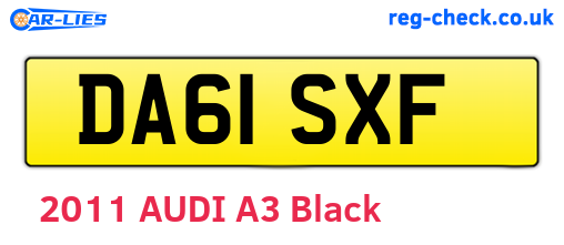 DA61SXF are the vehicle registration plates.