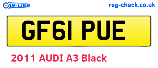 GF61PUE are the vehicle registration plates.