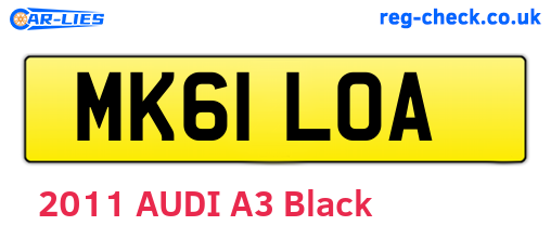 MK61LOA are the vehicle registration plates.
