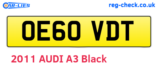 OE60VDT are the vehicle registration plates.