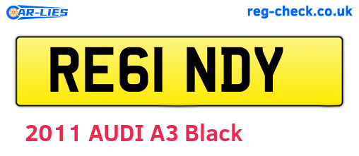 RE61NDY are the vehicle registration plates.
