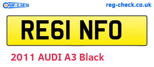 RE61NFO are the vehicle registration plates.