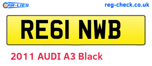 RE61NWB are the vehicle registration plates.