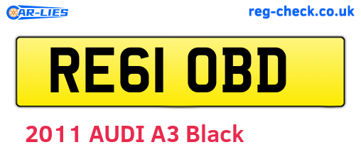 RE61OBD are the vehicle registration plates.