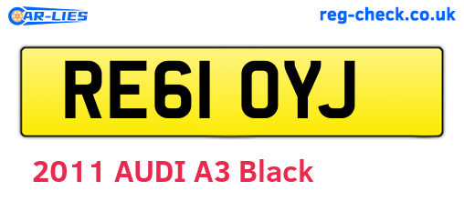 RE61OYJ are the vehicle registration plates.