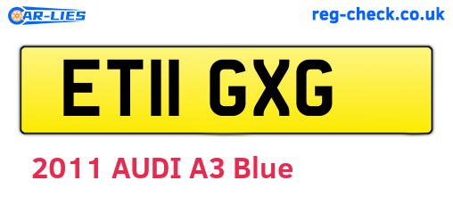 ET11GXG are the vehicle registration plates.