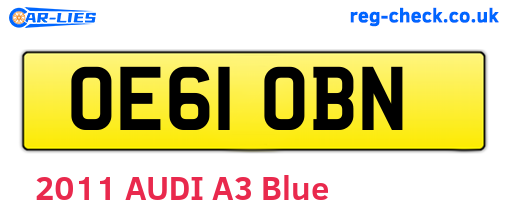 OE61OBN are the vehicle registration plates.