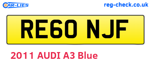 RE60NJF are the vehicle registration plates.