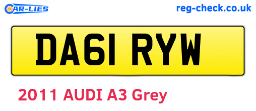DA61RYW are the vehicle registration plates.
