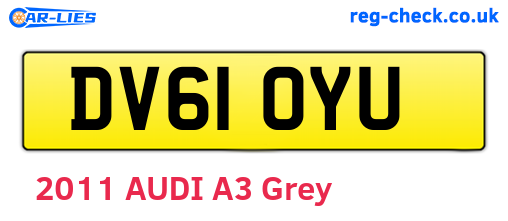 DV61OYU are the vehicle registration plates.