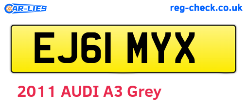 EJ61MYX are the vehicle registration plates.