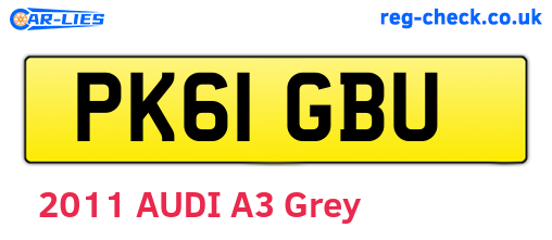 PK61GBU are the vehicle registration plates.