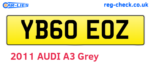 YB60EOZ are the vehicle registration plates.