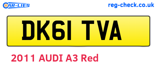 DK61TVA are the vehicle registration plates.