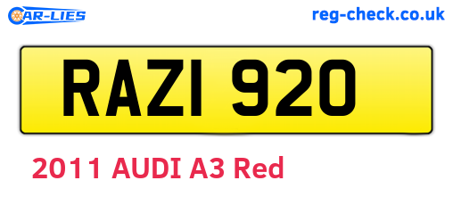 RAZ1920 are the vehicle registration plates.