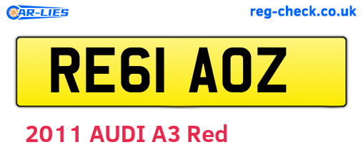 RE61AOZ are the vehicle registration plates.
