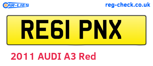 RE61PNX are the vehicle registration plates.