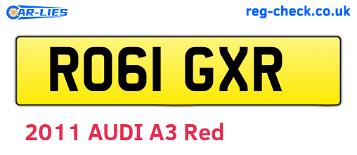 RO61GXR are the vehicle registration plates.