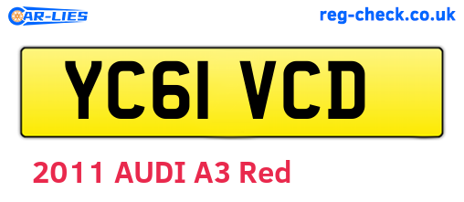 YC61VCD are the vehicle registration plates.