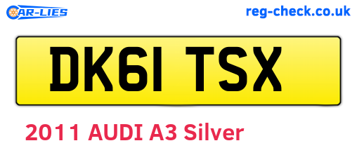 DK61TSX are the vehicle registration plates.