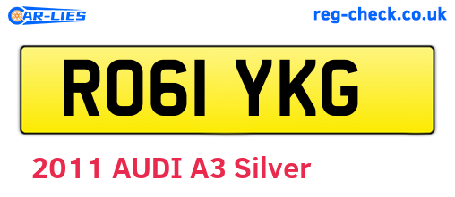 RO61YKG are the vehicle registration plates.