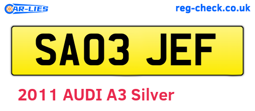 SA03JEF are the vehicle registration plates.