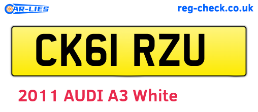 CK61RZU are the vehicle registration plates.
