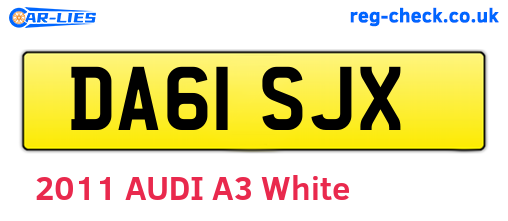 DA61SJX are the vehicle registration plates.