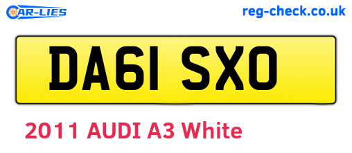 DA61SXO are the vehicle registration plates.