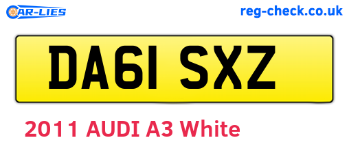 DA61SXZ are the vehicle registration plates.
