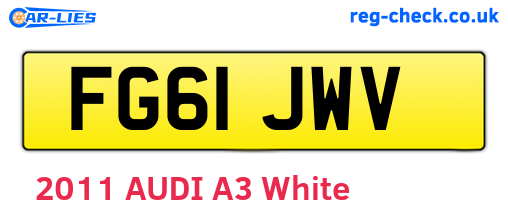 FG61JWV are the vehicle registration plates.