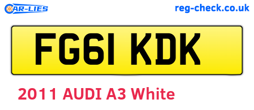 FG61KDK are the vehicle registration plates.