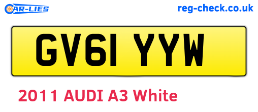 GV61YYW are the vehicle registration plates.