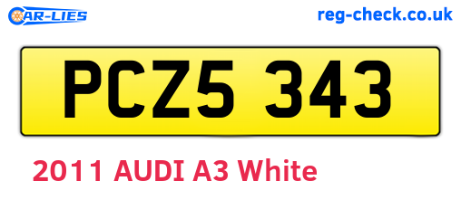 PCZ5343 are the vehicle registration plates.
