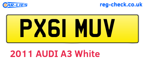 PX61MUV are the vehicle registration plates.