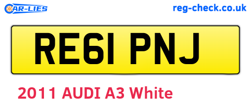 RE61PNJ are the vehicle registration plates.
