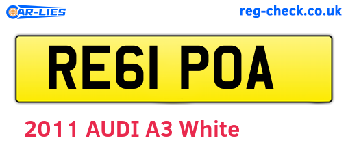 RE61POA are the vehicle registration plates.