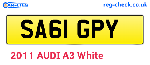 SA61GPY are the vehicle registration plates.