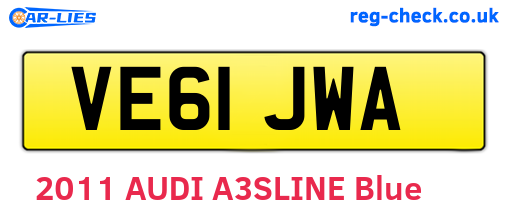 VE61JWA are the vehicle registration plates.