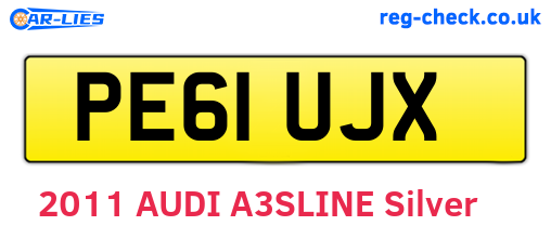 PE61UJX are the vehicle registration plates.