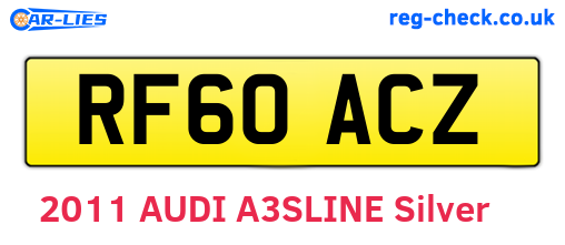 RF60ACZ are the vehicle registration plates.