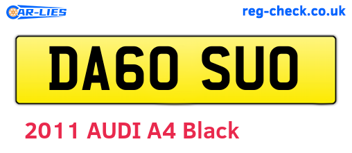 DA60SUO are the vehicle registration plates.