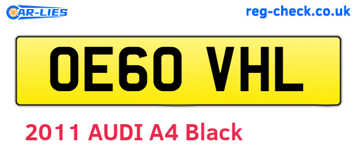 OE60VHL are the vehicle registration plates.