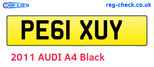 PE61XUY are the vehicle registration plates.
