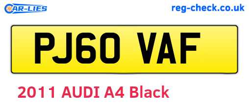 PJ60VAF are the vehicle registration plates.